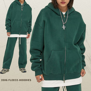 2025 unisexe fermeture éclair à capuche Logo personnalisé léger 350g Double tête Street Wear 100% coton pour l'automne - Product Image 4