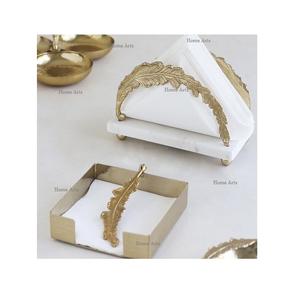 ชุดที่ใส่กระดาษเช็ดปาก2แบบที่ใส่กระดาษเช็ดปากดีไซน์มีประโยชน์จากทองเหลืองและหินอ่อน - Product Image 1