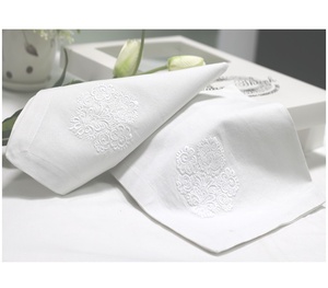 Embroidery White Bunch of Flower <b>Table</b> Napkin High Quality Cotton Dinner Napkin for Home Hotel Restaurant Quang Thanh Embroidery - Product Image 1