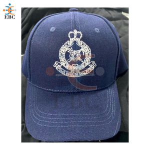 Gorra de béisbol deportiva OEM al por mayor para personal, con bordado seguro, diseño de guardia, en negro y azul oscuro, con parches. - Product Image 6
