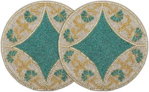 Handcrafted American Style Round <b>Beaded</b> <b>Placemats</b>/pads for Dining Table Wedding Christmas & Family Gatherings Made of Glass - Product Image 2