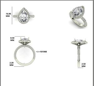 Anillo de Diamante Cultivado en Laboratorio con Certificado IGI, Corte Pera de 3.00CT, Oro Blanco de 18KT, Color E, Lujoso para Mujer - Product Image 6