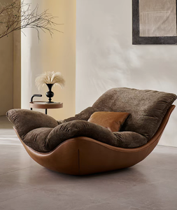 Fauteuil inclinable manuel rembourré en mousse, chaise longue douce, mobilier de salon, design moderne mi-siècle, pour salle à manger et appartement - Product Image 2