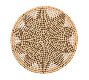 Natural Seagrass <b>Placemats</b> with Floral and Geometric Motifs Round Woven <b>Table</b> Mats Eco Friendly Rustic <b>Dining</b> <b>Table</b> Decor - Product Image 6