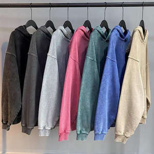 Sweat à Capuche Vintage Surdimensionné Délavé à l'Acide Logo Personnalisé Hoodies Hip Hop Poids Lourd 100% Coton Polaire - Product Image 4