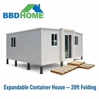 Maison conteneur pliable et extensible de 20 pieds, maison préfabriquée modulaire, espace de vie surélevé