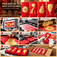 Enveloppe Rouge Personnalisée avec Estampage à Chaud Doré, Pochette à Argent, Enveloppe Cadeau du Nouvel An Chinois, Enveloppe à Argent pour Mariage, Emballage en Papier OEM ODM