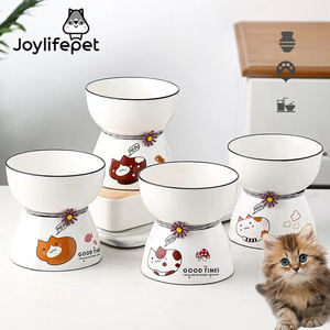 Pirinç tasarımı ile seramik çevre dostu su geçirmez sevimli kedi kase yüksek kase tek kase kapalı kullanım toptan - Product Image 1