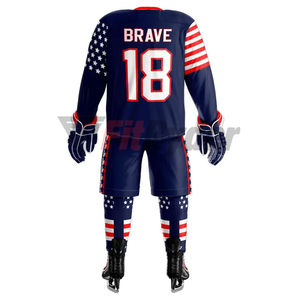 วัสดุโพลีเอสเตอร์คุณภาพดีที่สุดนักฮ็อกกี้น้ําแข็งเครื่องแบบแห้งเร็วผู้ชายระบายอากาศคุณภาพสูงเครื่องแบบฮ็อกกี้น้ําแข็ง OEM - Product Image 2