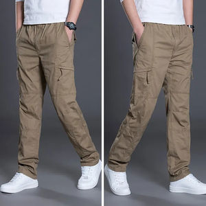 Men's Custom Made <b>Lightweight</b> 100% Cotton Trousers High Breathable Loose Straight Streetwear <b>Joggers</b> Solid Color Fashion Casual - Product Image 5