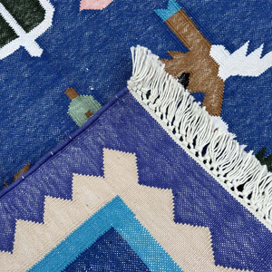 Élégant tapis 3x5 pieds en coton fabriqué à la main Panja Dhurrie ensemble de zone d'accent indien pour l'amélioration du salon - Product Image 3