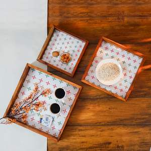 Plateau de service en bois de qualité supérieure pour la salle à manger, la cuisine, le bureau et la décoration de la maison, plateau de service pour desserts - Product Image 2