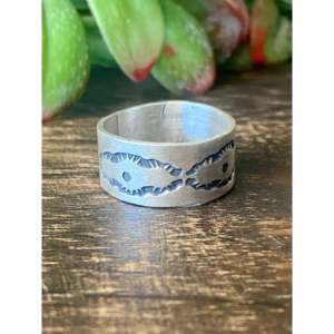 Bague statement en argent sterling fait main Navajo avec pierre naturelle taille 10.5 - Product Image 4