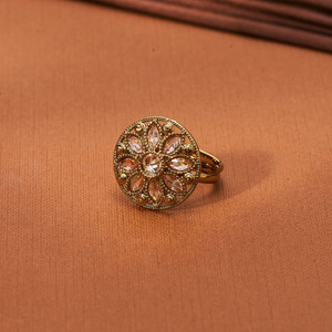 Anillo de dedo antiguo ajustable con joyería de moda chapada en Mehndi para mayoristas en India - Product Image 2