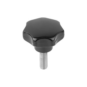 K1016 STAR GRIP คล้ายกับ DIN6336 M06X25, D1=32, H=20, รูปแบบ:L พร้อมเกลียวภายนอก, DUROPLAST สีดำเงาสูง - Product Image 1