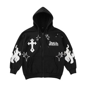 Sweat à capuche personnalisé imprimé avec motifs graphiques, en molleton écologique, col roulé, pour hommes et femmes, style streetwear décontracté, automne, fabriqué à 100% à partir de matériaux écologiques - Product Image 4