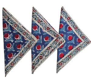 Serviette carrée en coton 100% faite à la main, style traditionnel, imprimée à la main avec des motifs floraux, bordure réutilisable - 40 cm X 40 cm - Product Image 6