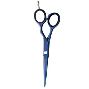 Ciseaux de cheveux de coiffeur enduits de couleur bleue 5.5 pouces fabriqués en acier allemand ciseaux de coupe de cheveux avec repose-doigt réglable - Product Image 5