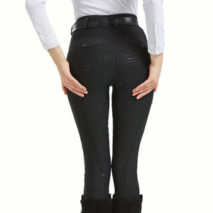 Pantalons d'équitation pour femmes, taille haute, longueur entière, élastiques, respirants, silicone, séchage rapide, sans couture - Product Image 6