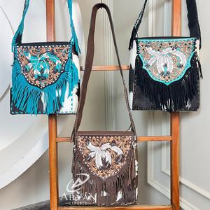 Vente en gros de sac à bandoulière de luxe en cuir repoussé à la main personnalisé sac à bretelles pour femme en cuir de vachette véritable sacs de messager pour femmes - Product Image 1