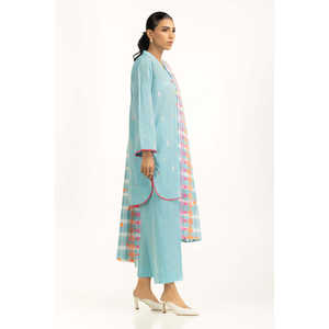 IUSTKSD-1244 Ensemble décontracté 3 pièces pour femme en jacquard brodé respirant pour le printemps/été, haut à manches trois quarts - Product Image 4