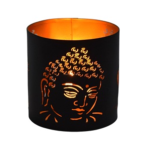 Small Metal <b>Tea</b> <b>Light</b> Holder Black Gold Flower Design Perforated Home Decor Handmade IHA Model IHACA355 Valentine's Christmas - Product Image 2