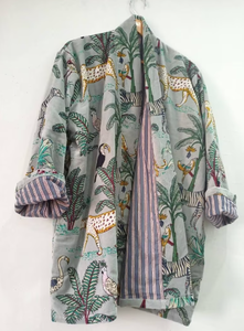 Kimono en velours bohème de la jungle safari gris unisexe pour femme taille libre robe de chambre de mariée d'hiver décoration d'été en dentelle - Product Image 6