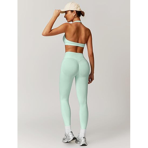 Conjuntos deportivos para mujer, ropa deportiva sin costuras, top tipo sujetador, leggings de cintura alta, elásticos, transpirables, ropa de yoga - Product Image 5