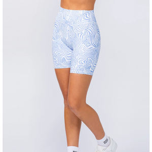 กางเกงขาสั้นเล่นโยคะของผู้หญิงมีโครงเป็นศูนย์ระบายอากาศได้ดีสีคอนทราสต์สีขาวและสีฟ้า2025จากปากีสถาน - Product Image 5
