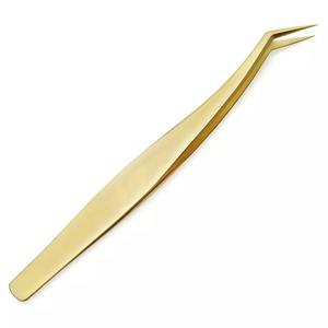 Ensemble de pincettes d'extension de cils en acier inoxydable de bonne qualité, à pointe droite et incurvée, pincettes de Volume de cils - Product Image 2