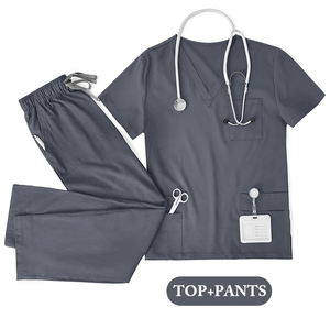 Tenues d'hôpital confortables, en tissu tissé durable, pour infirmières, travail médical, ensemble de blouses d'hôpital, manches courtes, unisexe, haut de blouse de haute qualité - Product Image 6