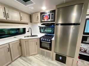 Modern design mini lite Aluminum teardrop caravan 4 to 6 person travel trailer Slide out <b>kitchen</b> option - Product Image 3