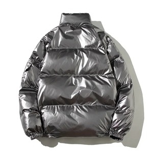 Veste d'hiver décontractée pour hommes Manteau bouffant épais à coupe ample Tissu en toile à col montant rembourré en coton Style décontracté fin - Product Image 3