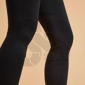 Pantalons d'équitation pour femmes, pantalons d'équitation premium extensibles avec grip, durables, lavables en machine, pour l'entraînement, couleur unie noire - Product Image 2