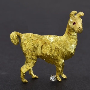 Broche de llama de diamante de oro amarillo de rubí de 18 quilates con forma redonda broche de diamante blanco para joyería de moda Unisex - Product Image 3