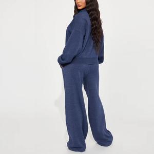 Nouveauté Ensemble de survêtement pour femmes de couleur marine à blocs de couleurs Respirant Vêtements de sport de fitness Tenue de sport décontractée Ensemble de survêtement de yoga - Product Image 4