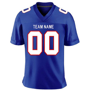 Maillot de football américain personnalisé, col en V, manches courtes, maille respirante, bleu marine et vert fluo - Product Image 5