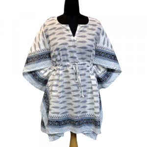 Indian Manufacturer Women <b>Kaftan</b> Free Size Pure Cotton Hand Block Printed Fashionable Beach <b>Kaftans</b> for Sale at Lowest Price - Product Image 1