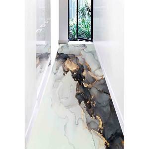 Tapis en marbre noir et or : Tapis d'art abstrait moderne, Tapis imprimé, Tapis en chenille - Product Image 4