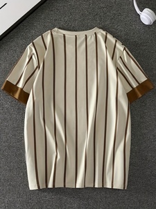 Camiseta informal a rayas para hombre con estampado de FREEDOM, ropa de calle de manga corta de verano - Product Image 2