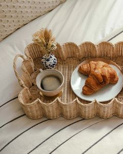 Merveilleux plateau de service en rotin bambou, plateau décoratif fait à la main pour table de rangement, décor de maison de ferme - Product Image 4