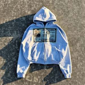 High Quality Streetwear Hoodie Fleece Blank Boxy Zip up Vintage Double Layer Acid Wash Sun Faded Distressed Hoodies for Men - Product Image 5