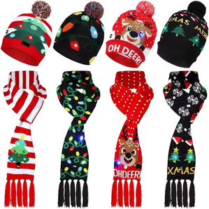 Gorros y Bufandas Luminosas de Diseño Personalizado, Estilo Festivo Brillante para Fiestas Navideñas, Gorros de Invierno Personalizados para Adultos - Product Image 1