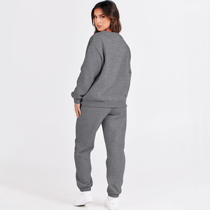 Sudadera de lana y manga larga con cuello redondo personalizada para mujer, pantalón para correr, trajes de salón ecológicos de invierno, cuello con capucha y bolsillo frontal - Product Image 5