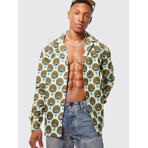 Vêtements de haute qualité pour hommes OEM ODM Chemise décontractée imprimée opaque verte et bleue Meilleur prix Fabrication en gros - Product Image 1