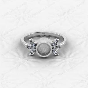 Chất lượng cao phong cách độc đáo 925 rắn bạc 6mm bezel trống cơ sở Vòng Cabochon thiết lập Zircon đồ trang sức phát hiện thành phần - Product Image 4