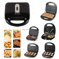 AOJA 10 9 8 6 5 4 3 en 1 Assiettes optionnelles Machine à gaufres à sandwich électrique Mini machine à sandwich détachable à 2 tranches pour le petit déjeuner
