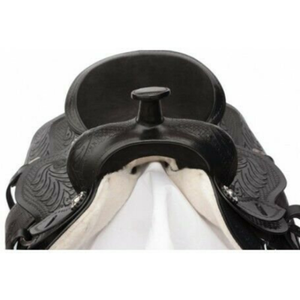 Selle occidentale en cuir noir haut de gamme en daim siège souple extra durable pour cavalier outillé à la main et sculpté équestre - Product Image 4