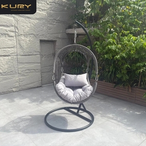 Sedia a dondolo in rattan per esterni, amaca sospesa a forma di uovo per patio, balcone e giardino - Product Image 1