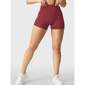 Shorts de sport pour femmes, design froncé pour lifter les fesses, taille haute, contrôle du ventre, pour le yoga, la salle de sport, polyester et élasthanne doux - Product Image 2